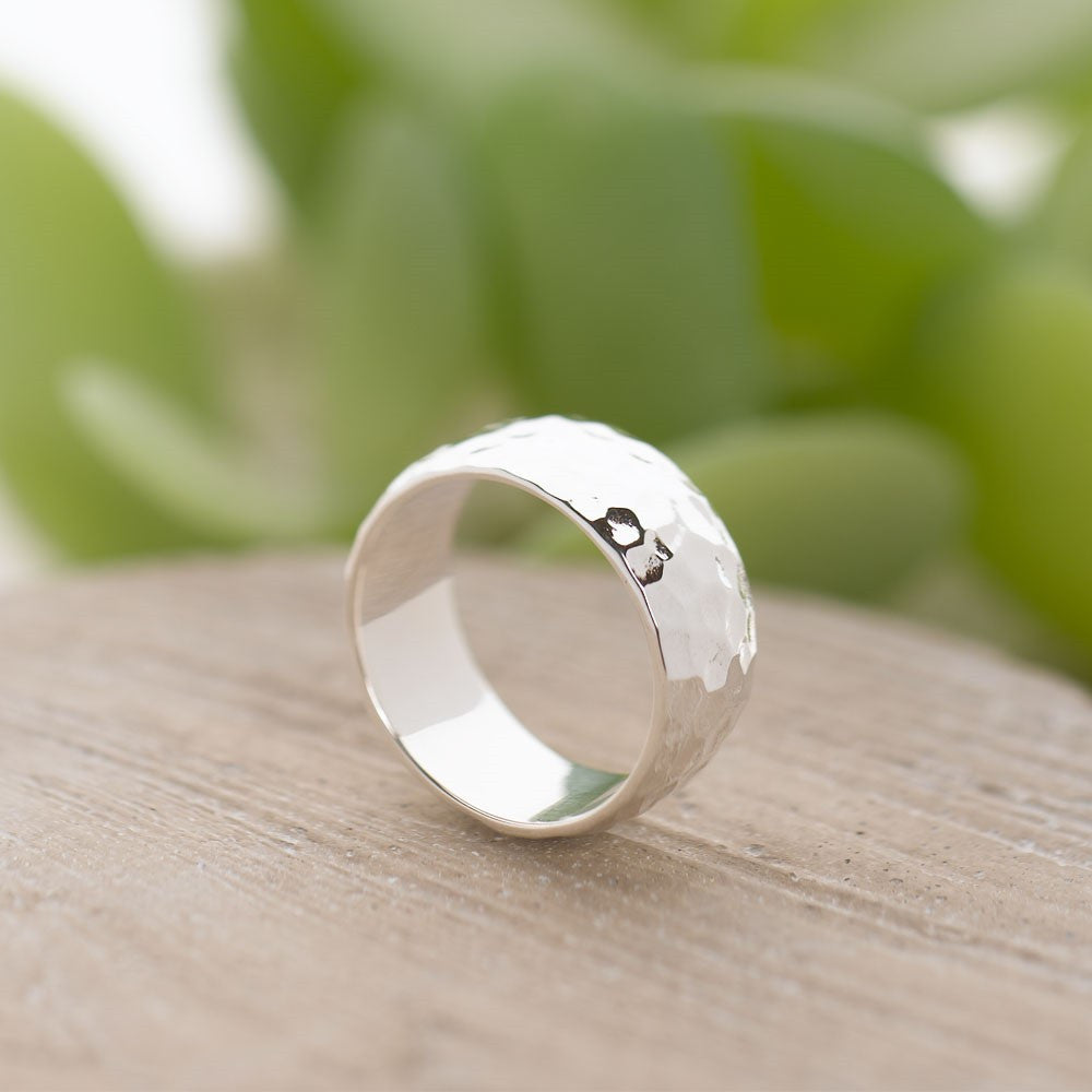 Hammered Band Ring D-shape - SR109