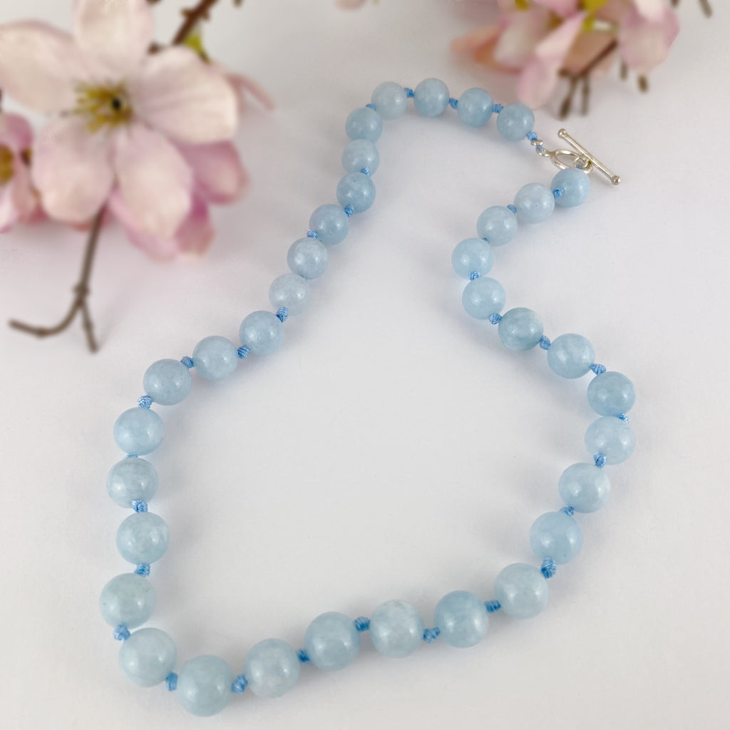 Aquamarine Bead Necklace - VNKL239