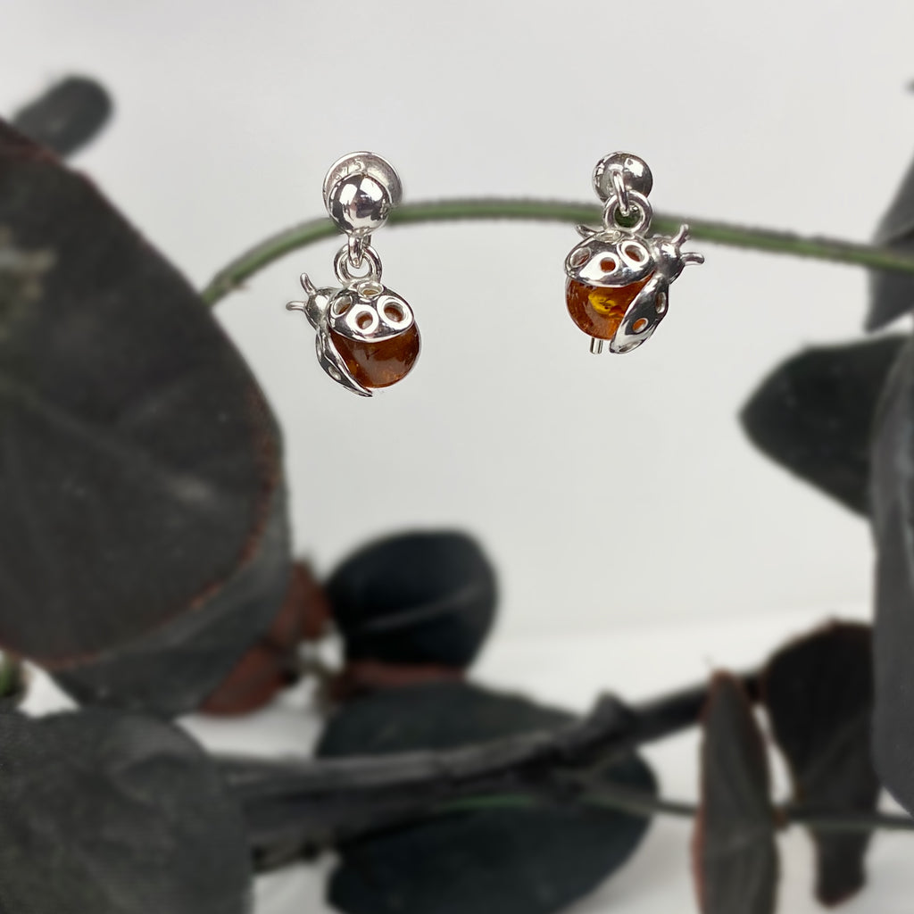 Amber Ladybird Earrings - VE565
