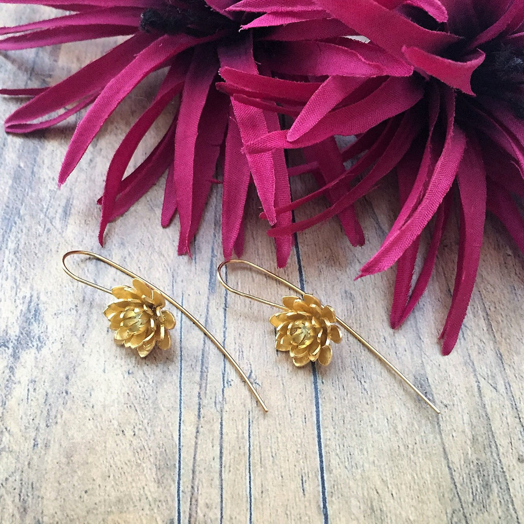 Golden Lotus Earrings - VE163