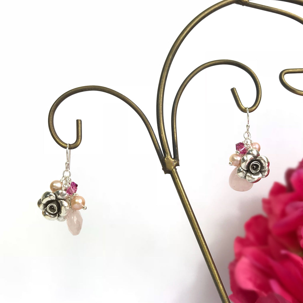 Paradise Rose Earrings (Pink) - VE381